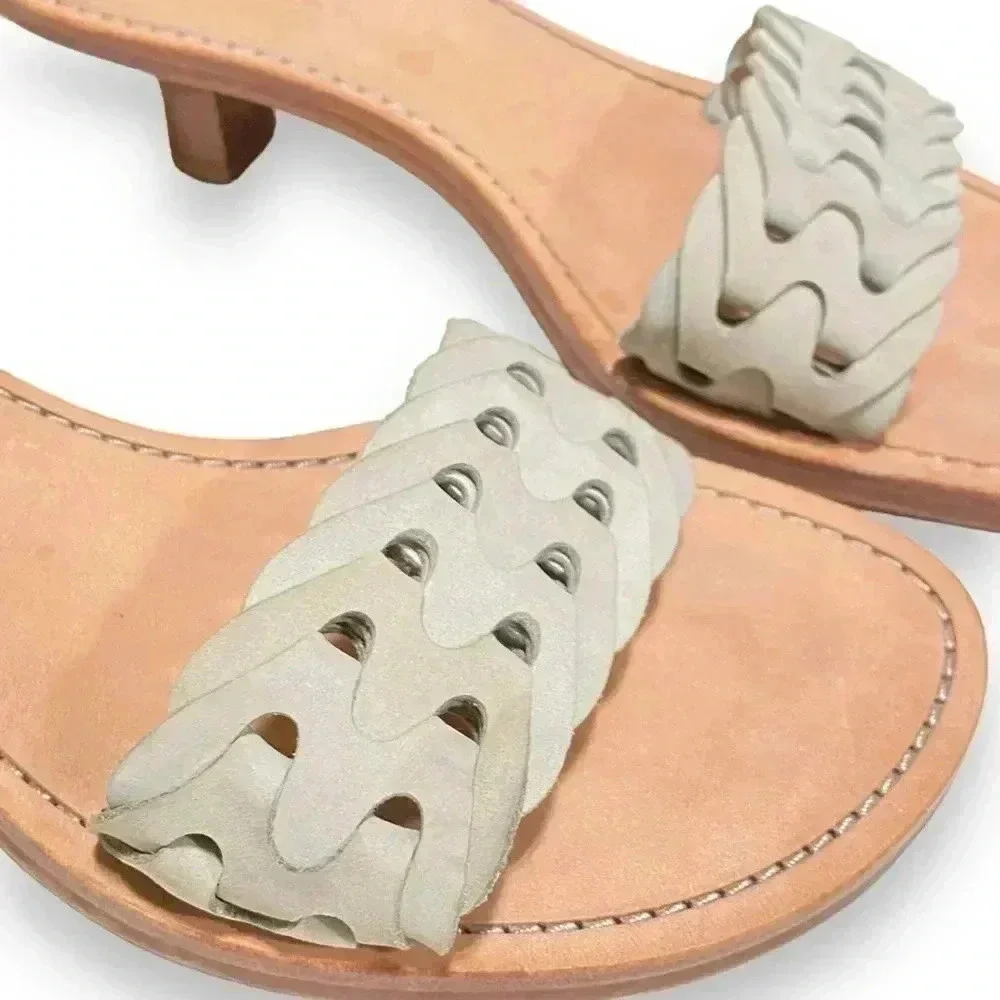 Rag & Bone Melrose Mid Mint Green Woven Leather Kitten Heel Sandal Size 9.5